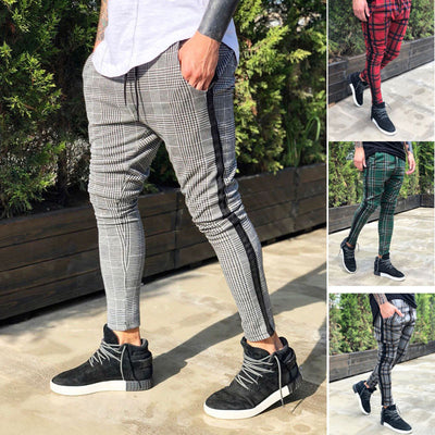 Pantalones Casuales con Estampado Cuadros Europeo Americano para Hombre - Image 3