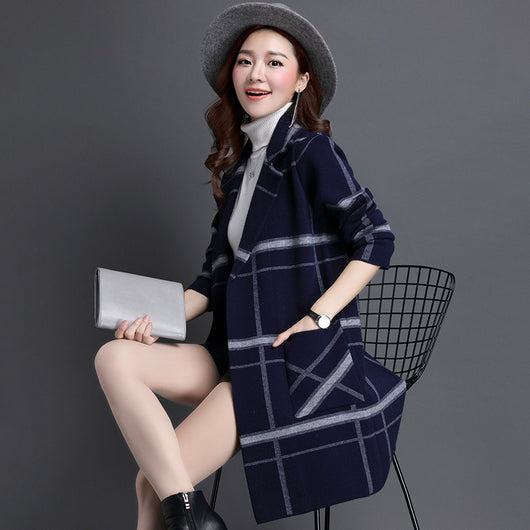 Cardigan de Cuadros Grandes para Otoño e Invierno - Saco Tipo Blazer - Image 6