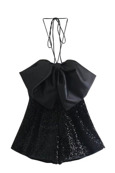 Jumpsuit Corto con Lentejuelas y Lazo Elegante - Image 16