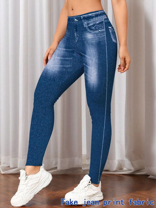 Leggings de Estilo Denim con Estampado Digital para Mujer - Image 12
