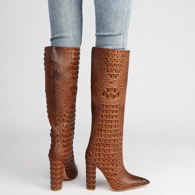 Botas Altas de Cuero con Tacón Grueso y Punta Afilada - Tallas Grandes - Image 7
