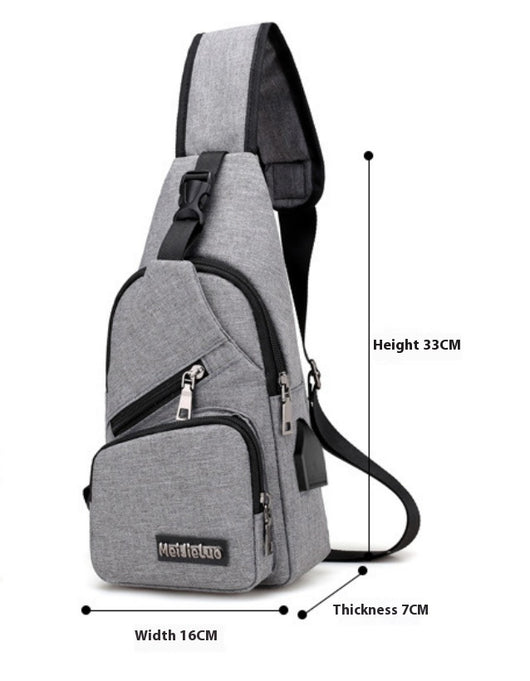 Bolsa de Pecho Deportiva USB con Carga - Estilo Coreano Canvas para Hombre - Image 14