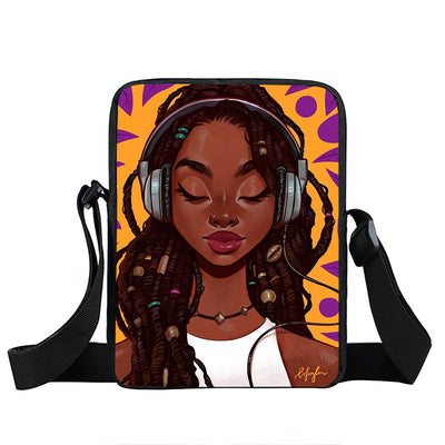 Bolso Diagonal con Diseño de Niña Afro - Negro - Image 23