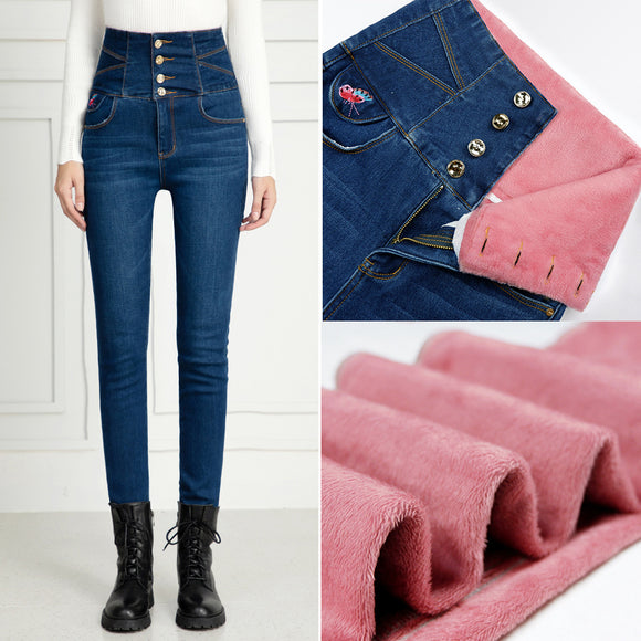 Jeans de Terciopelo Talle Alto Grueso - Colección Invierno
