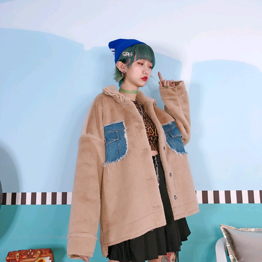 Cardigan Casual de Invierno para Mujer con Detalles de Piel y Solapa Denim - Image 16