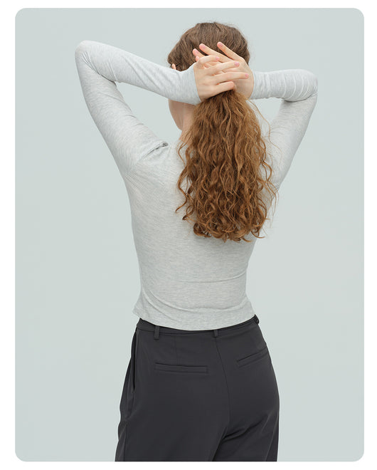 Playera Deportiva Mujer Manga Larga Ajustada para Yoga y Fitness - Image 10