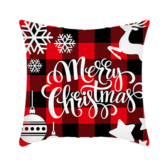 Funda de Cojín Navideño 45cm con Diseño de Reno y Papá Noel en Felpa Corta - Image 9
