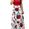 Vestido Largo Estampado Floral con Combinación de Colores Estilo Europeo y Americano