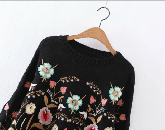 Suéter de Mujer con Bordado Floral Estilo Urbano - Image 2