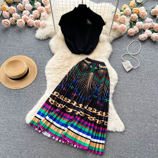 Conjunto de Dos Piezas: Blusa Plisada sin Mangas y Falda Diseño Exclusivo para Mujer - Image 43
