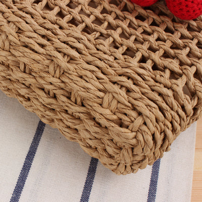 Bolsa de Playa Tejida de Cuerda de Papel Cereza para Vacaciones - Image 3