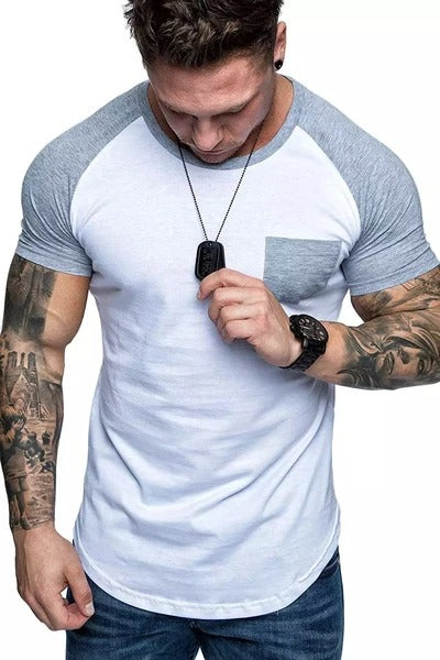 Camiseta Raglan Hombre Cuello Redondo con Bolsillo - Image 3