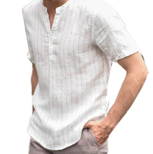 Camisa Polo Manga Corta a Rayas con Cuello Alto - Image 3