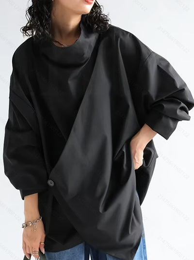 Camisa Elegante de Manga Larga con Cuello Cascada Oscuro - Image 16
