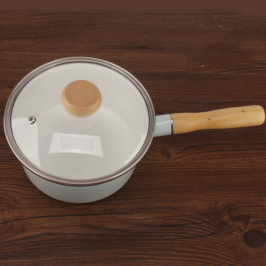 Olla de Sopa con Mango de Madera - Diseño Adorable en Esmalte - Image 2