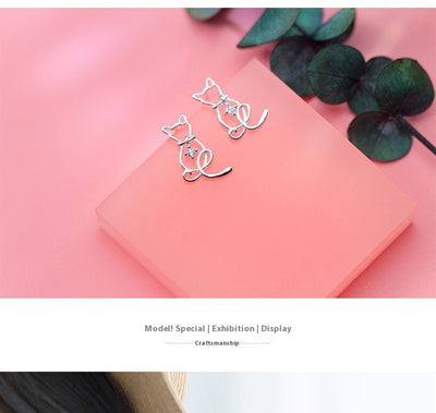 Aretes de Gato Minimalista en Aleación - Diseño Adorable para Mujer - Image 11