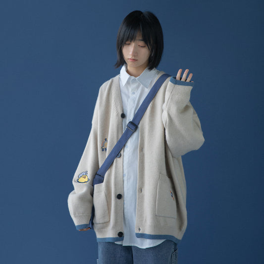 Cardigan Tejido Vintage Suelto para Mujer - Estilo Japonés Minimalista Primavera Otoño