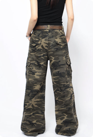 Pantalones Cargo Camuflaje Retro Lavado para Hombre y Mujer - Image 4