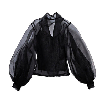 Blusa Sexy de Manga Vuelo Transparente - Image 6