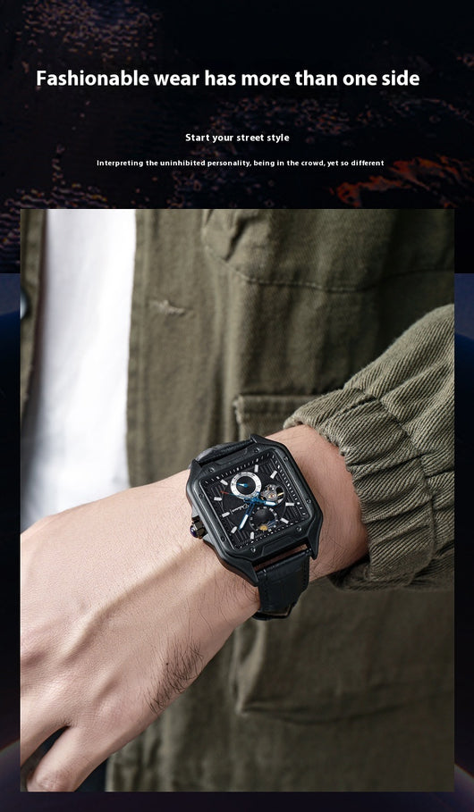 Reloj Mecánico Automático Cuadrado Impermeable con Diseño Calado para Hombre - Image 27