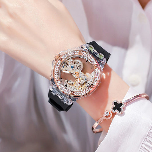 Reloj Mecánico para Mujer con Strass y Correa de Silicona - Image 5