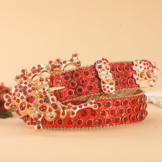 Cinturón Calavera con Incrustaciones de Diamantes y Pedrería - Image 6