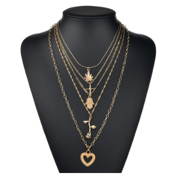 Collar Largo de Palma Cruzada con Rosa y Amor - Image 8