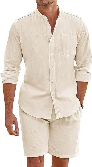 Conjunto de Camisa y Shorts en Algodón Lino para Hombre - Image 10