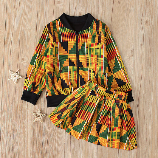 Conjunto Infantil Bohemio: Chaqueta con Cierre y Falda Coordinada - Image 2