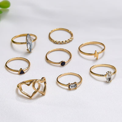Anillos Bohemios Corazón Amor Rayo Zircón - Set de 8 Piezas - Image 3
