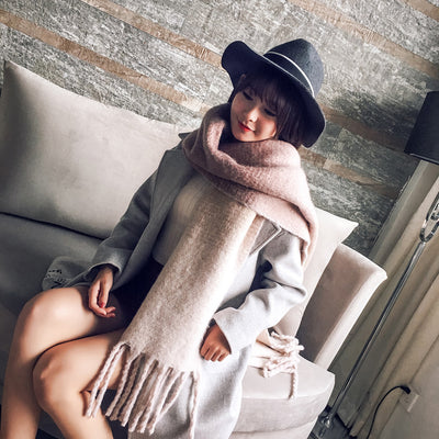 Bufanda Larga Estilo Coreano con Borlas - Abrigo Grueso para Otoño e Invierno - Image 3