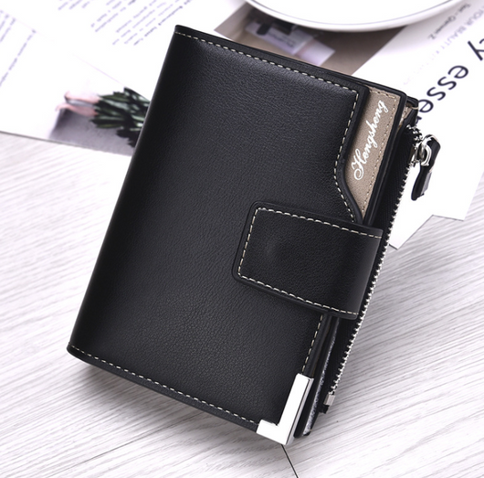Billetera Vertical Multifuncional con Monedero y Clip Dorado