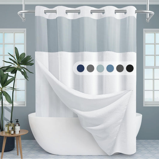 Cortina de Baño Doble Capa con Hebilla Grande - Diseño Liso y Moderno - Image 15