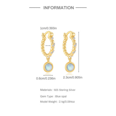 Aretes de Plata Esterlina S925 con Ópalo Azul y Diamantes - Diseño Europeo - Image 20