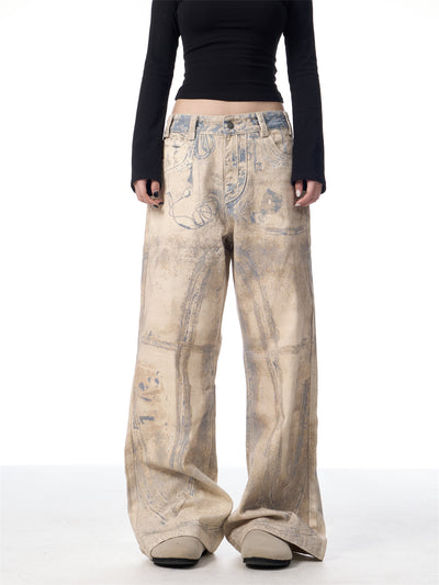 Jeans Retro con Impresión Láser 3D Efecto Vintage Desteñido - Image 5