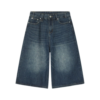 Pantalones Denim Sueltos Grises Estilo Americano Capri - Image 4