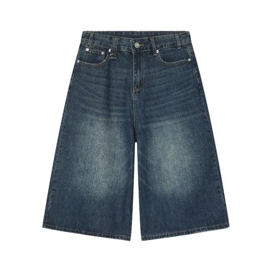 Pantalones Denim Sueltos Grises Estilo Americano Capri - Image 4