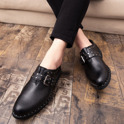 Zapatos de Cuero Estilo Británico Retro con Remaches para Hombre - Image 9