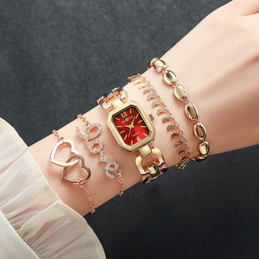 Reloj Cuadrado Elegante para Mujer con Pulsera Corazón - Image 27