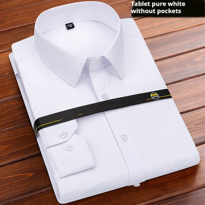 Camisa de Negocio Hombre Suelta sin Planchado - Color Sólido - Image 3