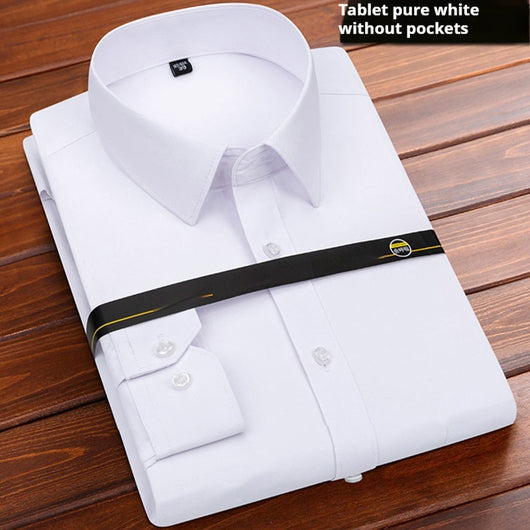 Camisa de Negocio Hombre Suelta sin Planchado - Color Sólido - Image 3
