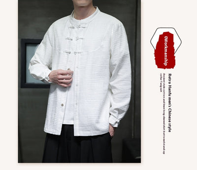 Camisa Retro Tang Chino - Algodón y Lino con Cierre Tradicional para Hombre - Image 42