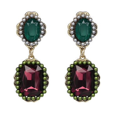 Aretes Retro de Perla y Diamante en Aleación - Image 12