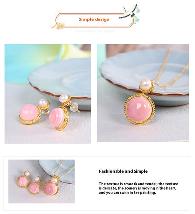Aretes de Plata S925 con Concha Rosa y Diseño Geométrico Minimalista - Image 15