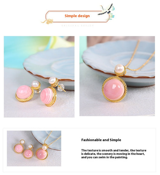 Aretes de Plata S925 con Concha Rosa y Diseño Geométrico Minimalista - Image 15