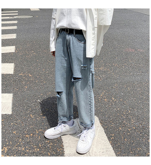 Jeans Rectos Holgados con Rotos para Hombre - Image 14