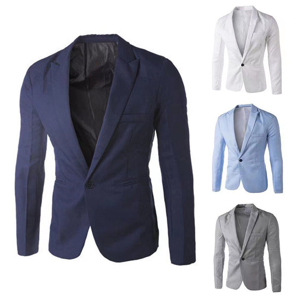 Blazer Casual Coreano Slim Fit Botón Único para Hombre