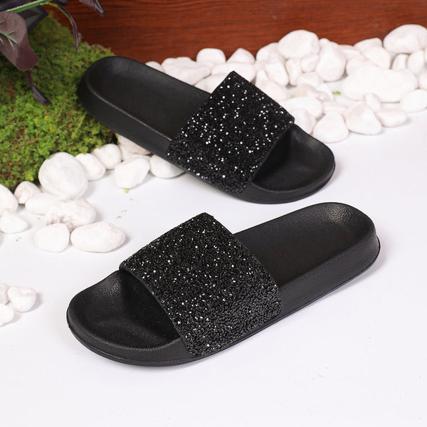 Pantuflas Mujer Cristal Elegantes Negro y Plata - Image 4
