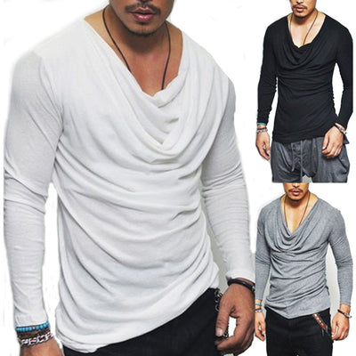 Camiseta Slim Cuello de Pelúche Manga Larga para Hombre