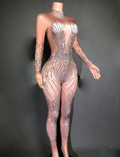 Jumpsuit Ajustado con Rayas y Cristales Brillantes para Mujer - Image 11